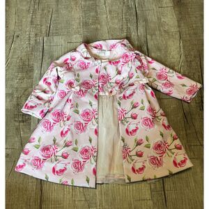 Nannette Baby Rose Dress & Matching Coat Set Pink Floral Size 18 Months